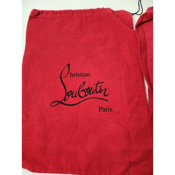 Christian Louboutin Cloth Dust Bag Red Black Lettering Drawstring 15 X 11 - Picture 2 of 4